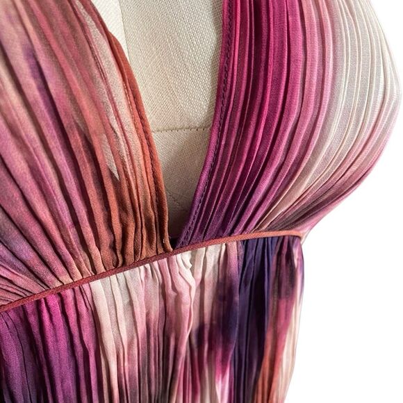 Banana Republic Womens Ana Maxi Dress S Micro Pleated Ombré Jewel Tone Goddess - Picture 4 of 7